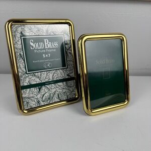 Vintage Solid Brass Picture Frame Set 5x7 4x6 Regent Gallery Nantucket Gold